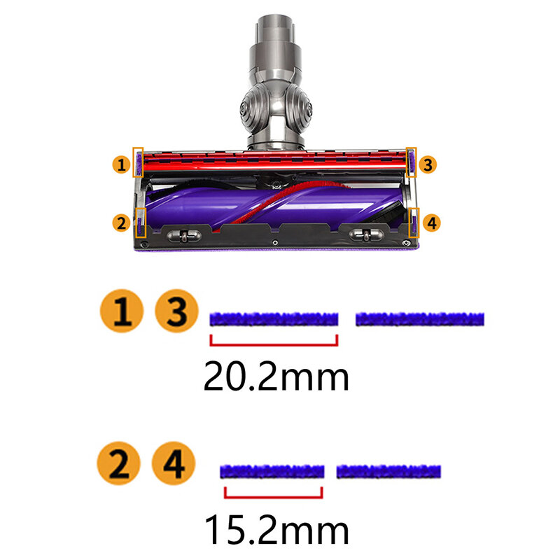 6 szt. Zapasowych pasków miękki pluszowy do odkurzacza z serii Dyson V7V8V10V11 z miękką głowicą akcesoria zamienne