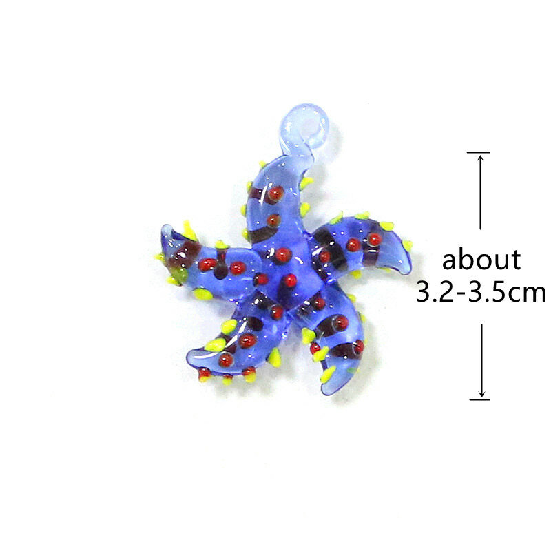 Figurita en miniatura de estrella de mar personalizada, colgante de cristal colorido, adorno de pez pequeño, accesorios de decoración de acuario