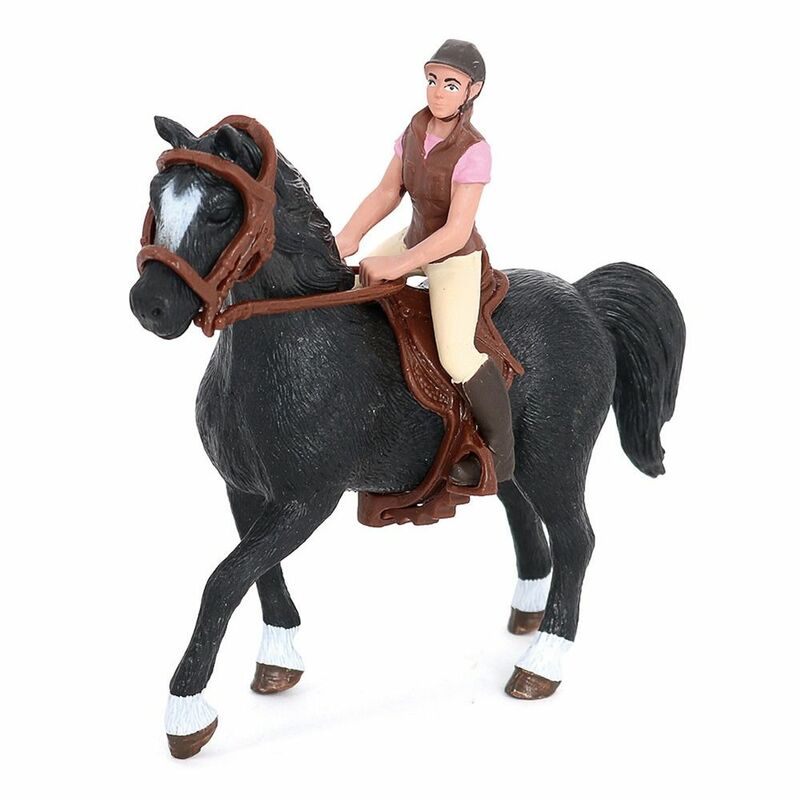 Plastikowa sztuczna figurka konia jeźdźca DIY zwierząt gospodarskich symulacja figura jeździecka realistyczna Model na scenę realistyczna Model konia