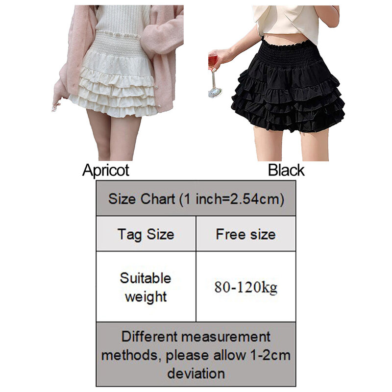 Short Skirt Cake Skirt Hip-covering Skirt Casual High Waist Puffy Ruffle Solid Color Womens Daily Comfy Female