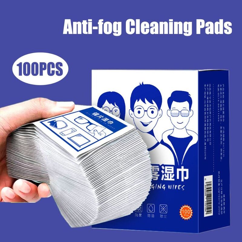 Almohadillas desechables para limpieza de gafas, toallitas antivaho de secado rápido sin rastro, eliminación de polvo, aceite, 100 piezas