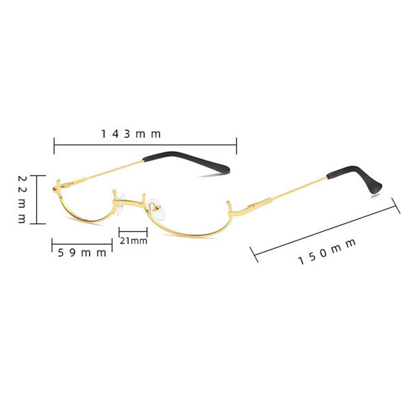 Retro Half Frame Glasses Fashion Water Drop Chain Pendant Decoration Eyeglasses Frame No Lens Men Women Eyeglasses Face Decor