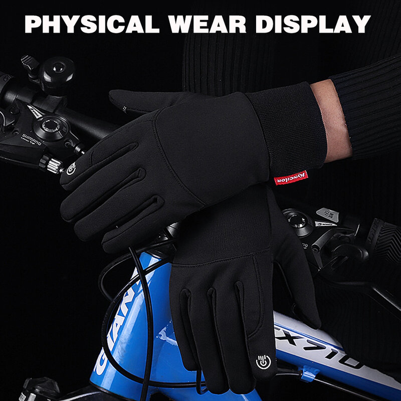 WorthWhile-guantes de invierno para ciclismo, guante de dedo completo con pantalla táctil, impermeable, a prueba de viento, para montar en bicicleta al aire libre, esquí