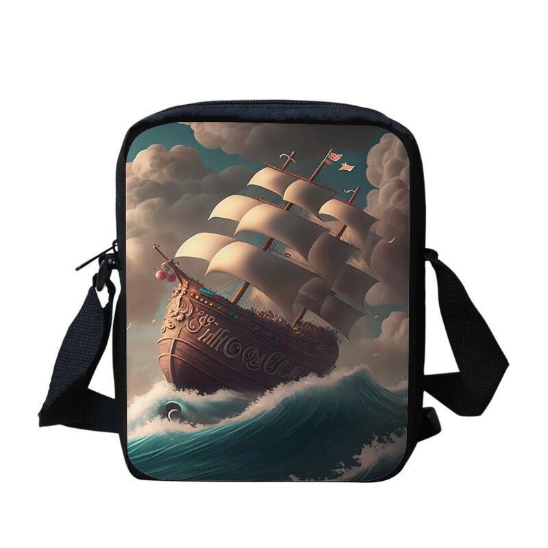 Fashion Trendy Cool Boat 3D Print Messenger Bag For School Boys Girls Wild Cross Body Bags Creative 2023New Lunch Bag Satchel