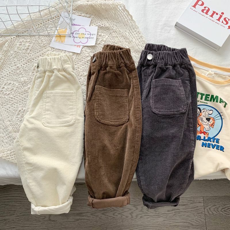 Вельветовые брюки для мальчиков, новинка 2022, Детские весенне-осенние брюки, детские брюки
