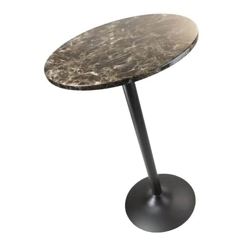 Winsome Wood Cora Round Pub Table, Faux Marble Top, Black Base