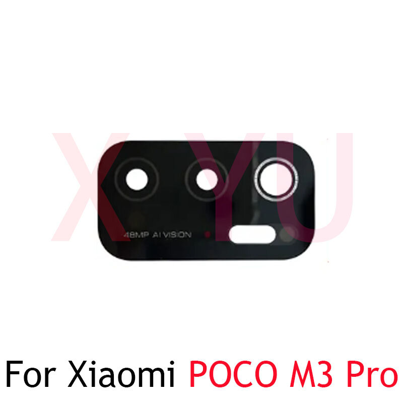 2PCS For Xiaomi POCO M3 / M3 Pro 5G Back Rear Camera Lens Glass Cover With Adhesive Sticker Repair Parts