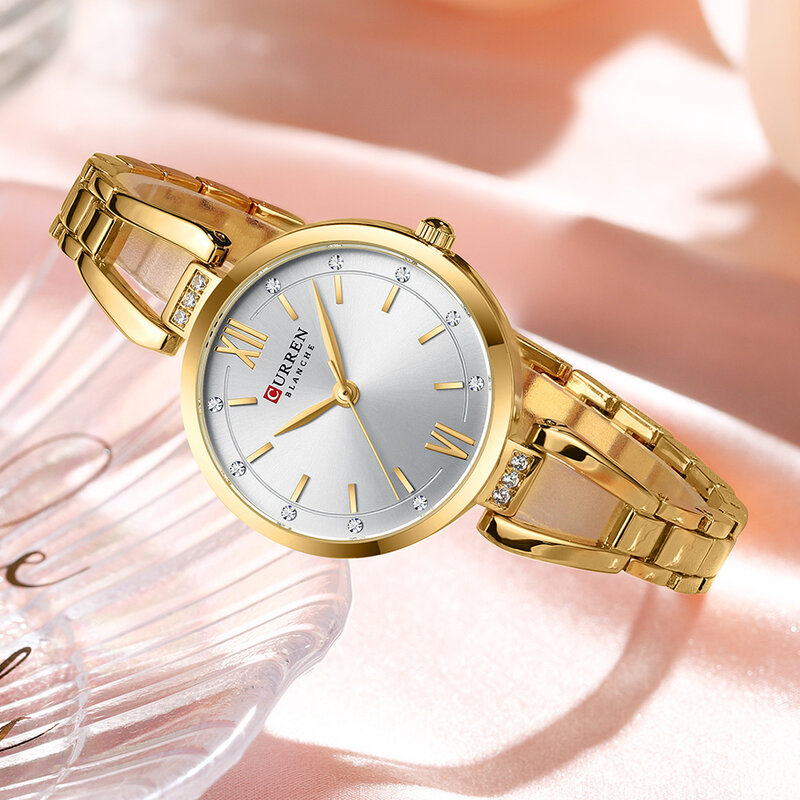 Curren Luxus uhr für Frauen hochwertige Diamant Damen Quarzuhr wasserdichte Edelstahl Damen uhren Reloj Box
