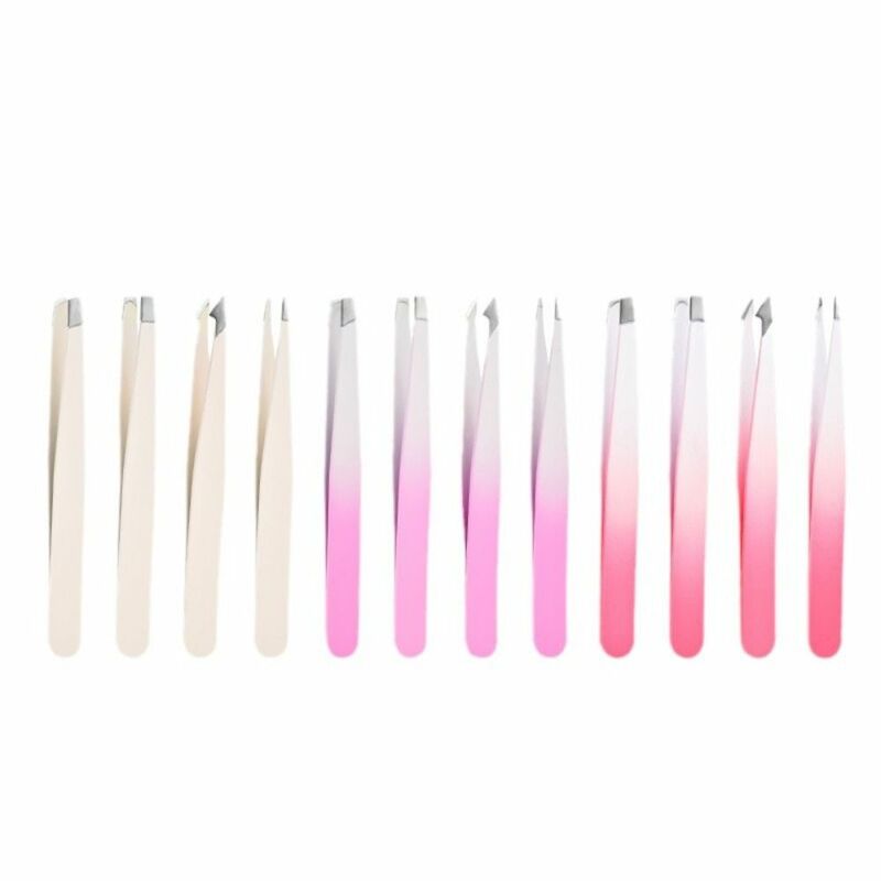 Colorful Eyebrow Pliers Multipurpose Hair Removal Oblique Mouth Tip Eyelash Extension Stainless Steel Eye Brow Tweezer Women
