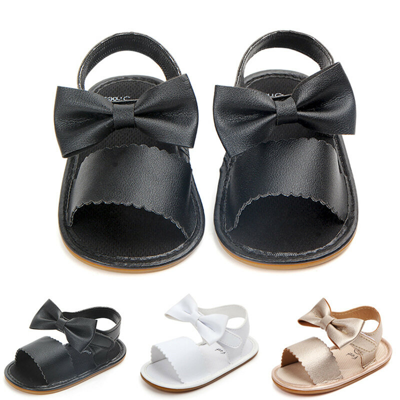 Sandales souples à fond plat pour bébé fille, chaussures de princesse à nœud, premiers pas, été