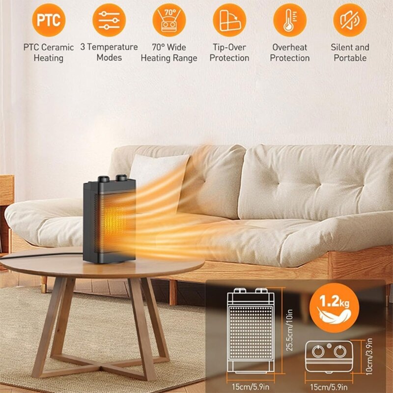 Calentador eléctrico temperatura ajustable para habitación, adecuado para oficina, dormitorio, estudio, nuevo, envío directo