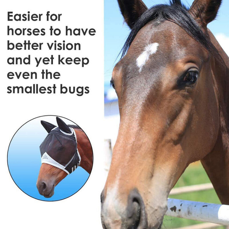 Mehrfarbige Pferde masken Anti-Fliegen würmer atmungsaktive dehnbare Strick gitter Anti-Mücken schutz maske Reit ausrüstung