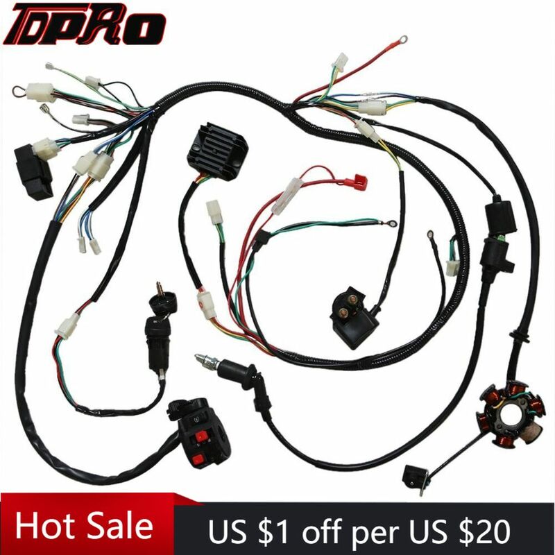 TDPRO GY6 150CC LONG ELECTRICAL WIRE HARNESS 6 COIL GOKART ATV SCOOTER QUAD DUNE BUGGY QUAD ELECTRICS