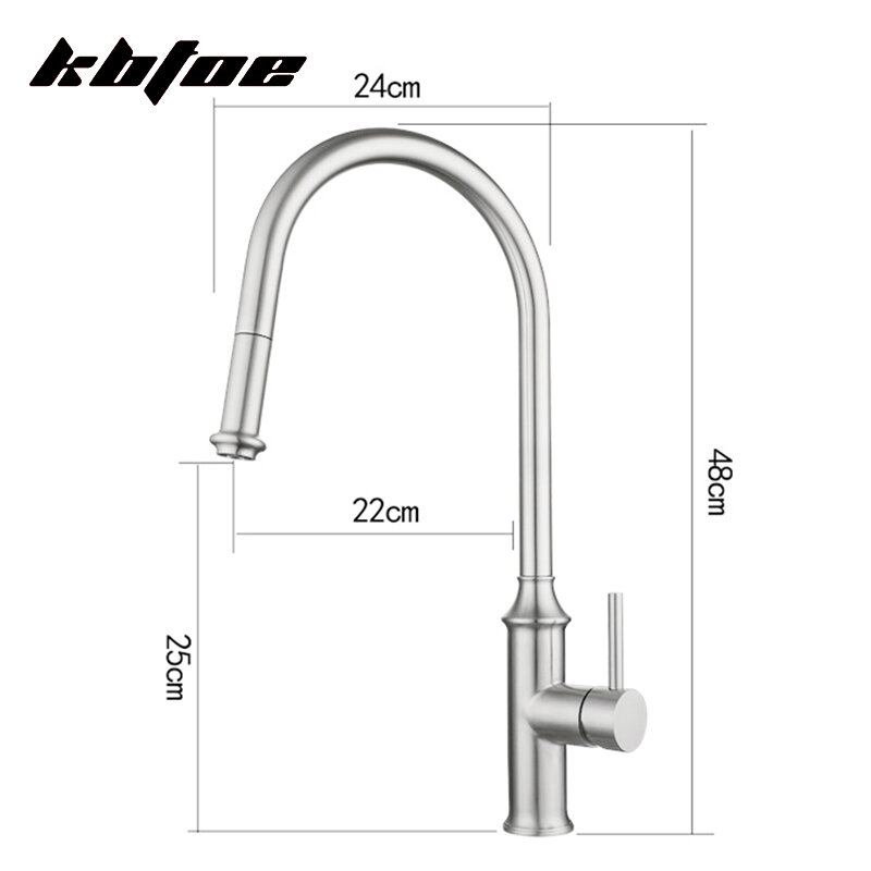 Brushed Luxury Retro Kitchen Faucet Pull Out 360 Rotation Deck Mounted Hot and Cold Water Sink Mixer Tap Vegetable Wash Crane