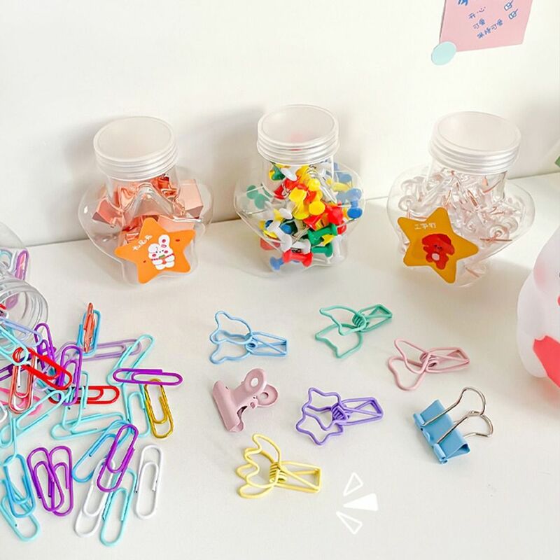 Cute Metal Clear Binder Clips Set, Push Pins Clips de papel, Multifuncional Clipe Cauda Longa, Crianças Binding Supplies, 1 caixa