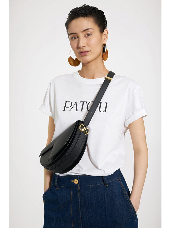 T-shirt a maniche corte con stampa di lettere minimaliste con scollo a o in cotone di marca in stile giapponese