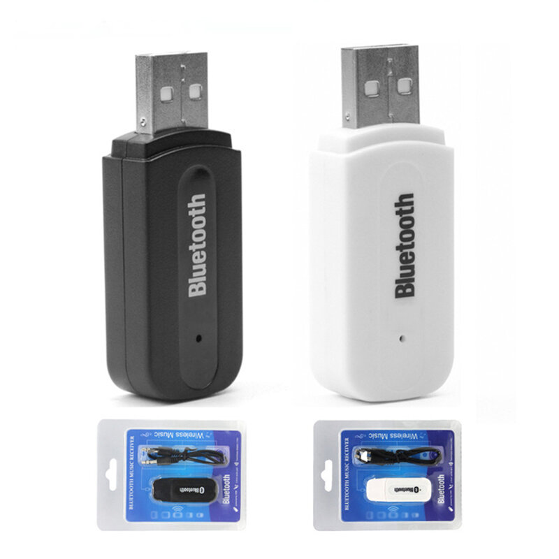 Adaptateur Haut-Parleur Bluetooth V2, Récepteur Audio Jack 1 3 5mm, Dongle USB Portable Sans Fil, Blanc