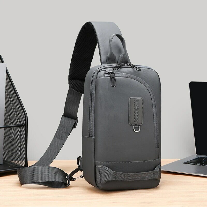 Bolsa de peito impermeável para homens, mochila crossbody, carregamento USB, viagem casual ao ar livre