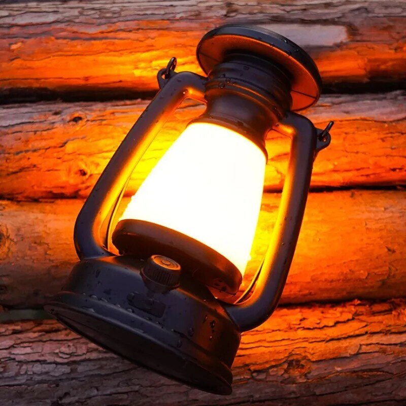 Lanterne de camping portable aste par USB, charge à l'énergie solaire, lampe de tente, gradation continue de la lumière froide et chaude