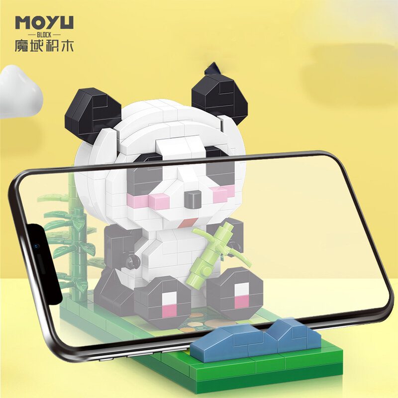 Kleine Ziegel Panda Nano Bausteine kreative Telefon halter montiert Mini Ziegel Blöcke Figur Panda Spielzeug Kind Weihnachts geschenke