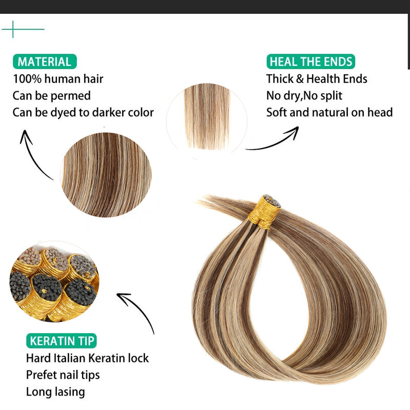 Lovevol прямые I-образные волосы для наращивания 100 г/Srands рояльный цвет человеческие волосы слияние прямой I-образный кончик настоящие кератиновые человеческие волосы