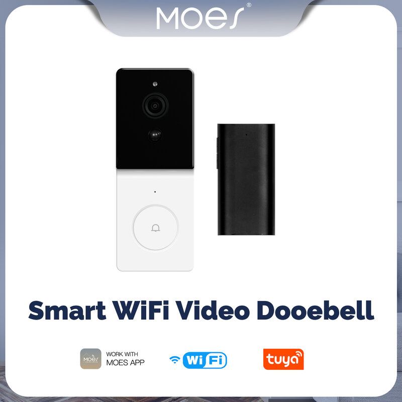 Умный видеодомофон MOES Tuya с Wi-Fi и 2-сторонней аудиосистемой, ночным видением и беспроводным дверным звонком, Домашняя безопасность