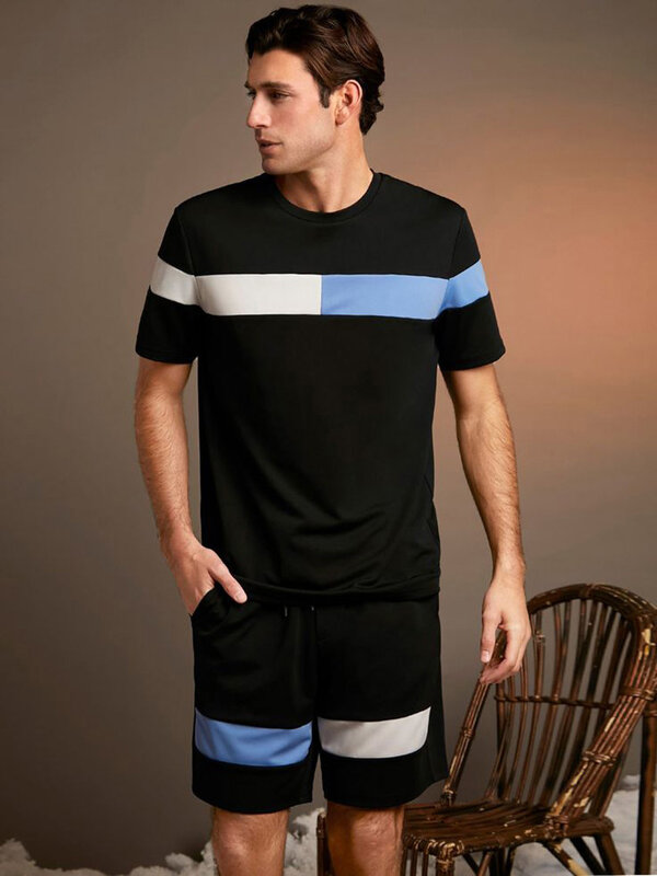 Мужской комплект с 3D-принтом, летняя повседневная Уличная Мужская футболка с коротким рукавом и шорты, уличная пляжная модная футболка с коротким городским принтом