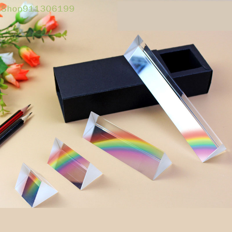 Prisme triangulaire en cristal de prisme arc-en-ciel, expérience photographique, physique de la lumière, kinderen licht