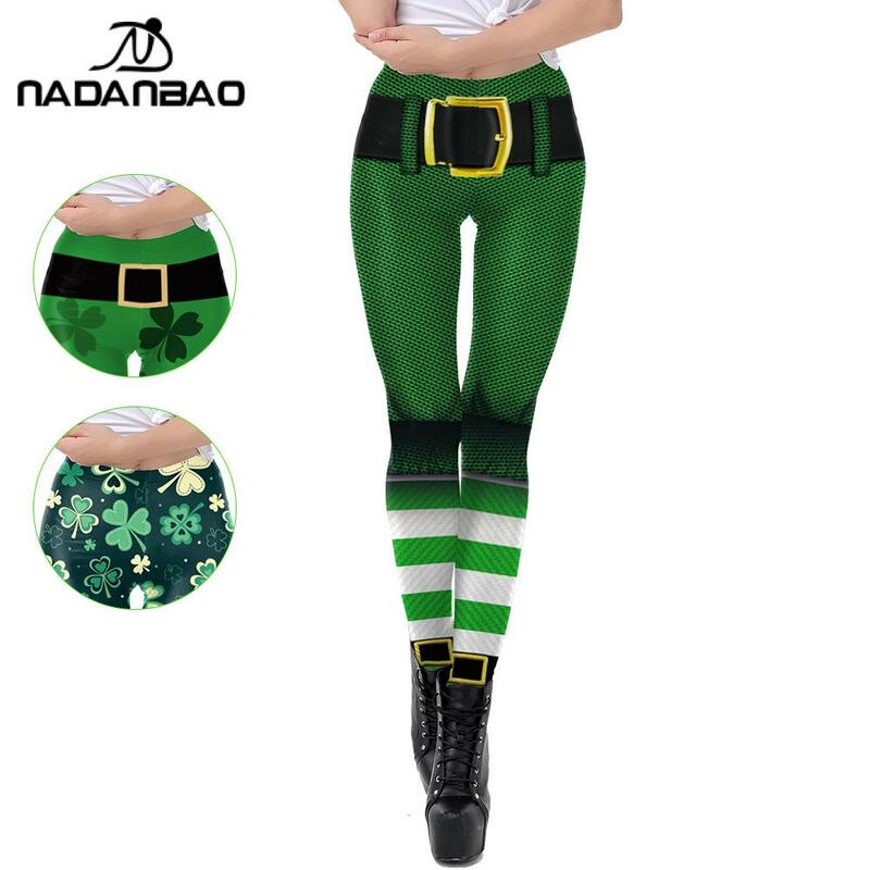 Nadanbao-mallas ajustadas con estampado 3D para mujer, pantalones de cintura alta, cepillados, novedad, Invierno