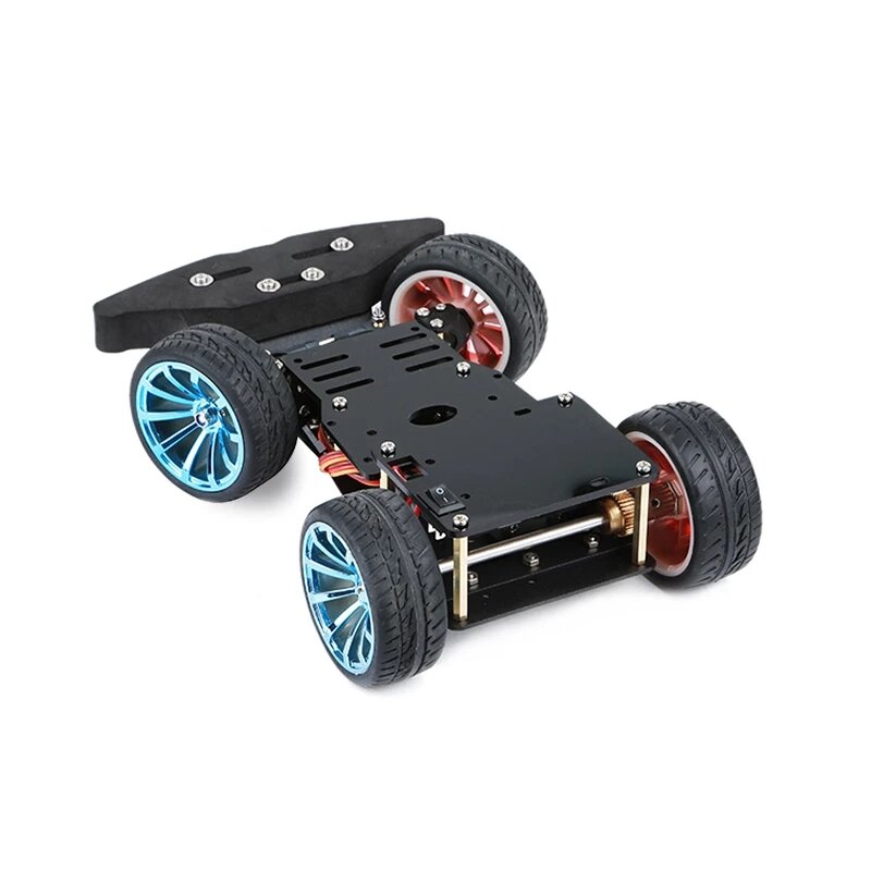 Mobil Robot Servo DIY 4 Roda Mobil Pintar Sasis 4WD untuk Mobil Arduino Platform dengan Kit Bantalan Servo Logam Kontrol Roda Gigi Kemudi