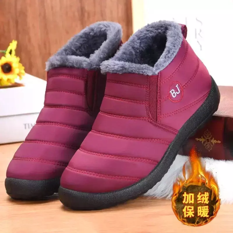 Winter Shoes Botines Keep Warm  Ankle Boots Snow Botas Mujer Slip on Black Winter Boots Purple Plus Black Botas Mujer Low Price