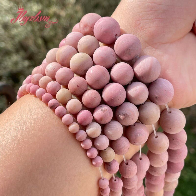 Круглые Гладкие граненые розовые разноцветные натуральные бусины из родонита для самостоятельного изготовления ожерелий браслетов ювелирных изделий 15 дюймов