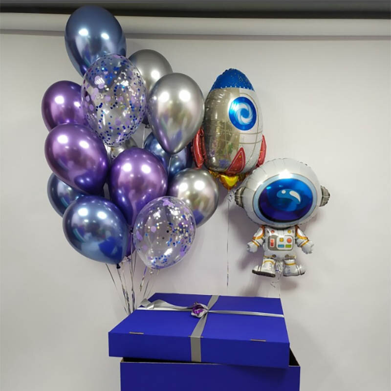Fusée astronaute spatiale nuages blancs, ballons de décoration d'anniversaire, faveurs de fête prénatale, fournitures de décoration de fête de baptême pour enfants