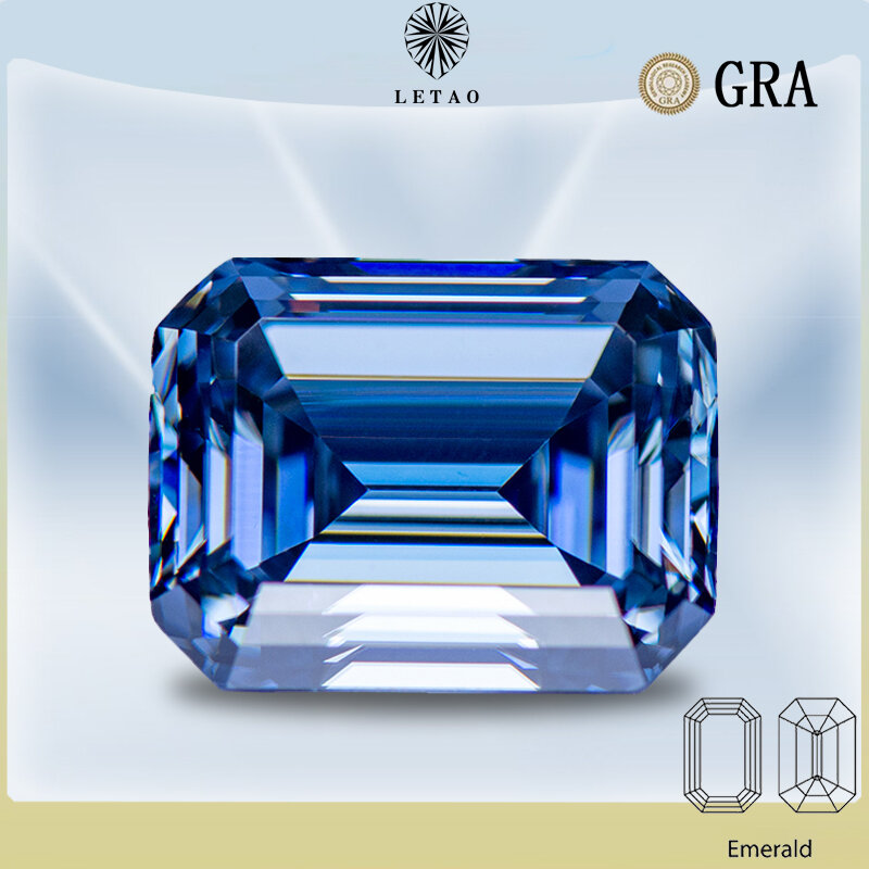 Изумрудная огранка, первичные цвета, королевский синий лабораторный росший алмаз, подвески для женщин, сертификат