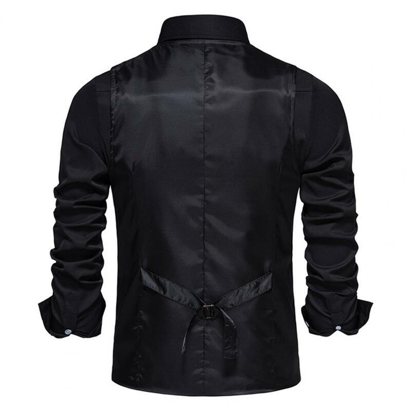 Male Business Waistcoat Men Waistcoat Stylish Plaid Print Men's Business Waistcoat Slim Fit Vest Coat with Pockets for Work