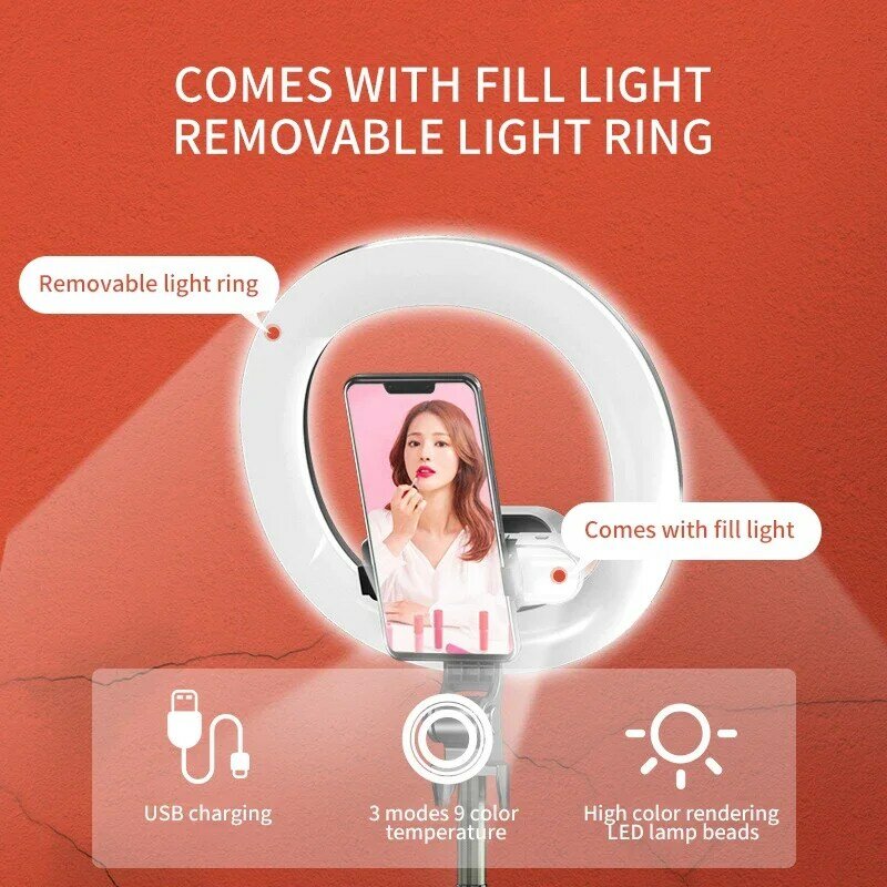 Mini Webcam Ring Beauty Portable Handheld Live Makeup Phone Fill Light Lamp
