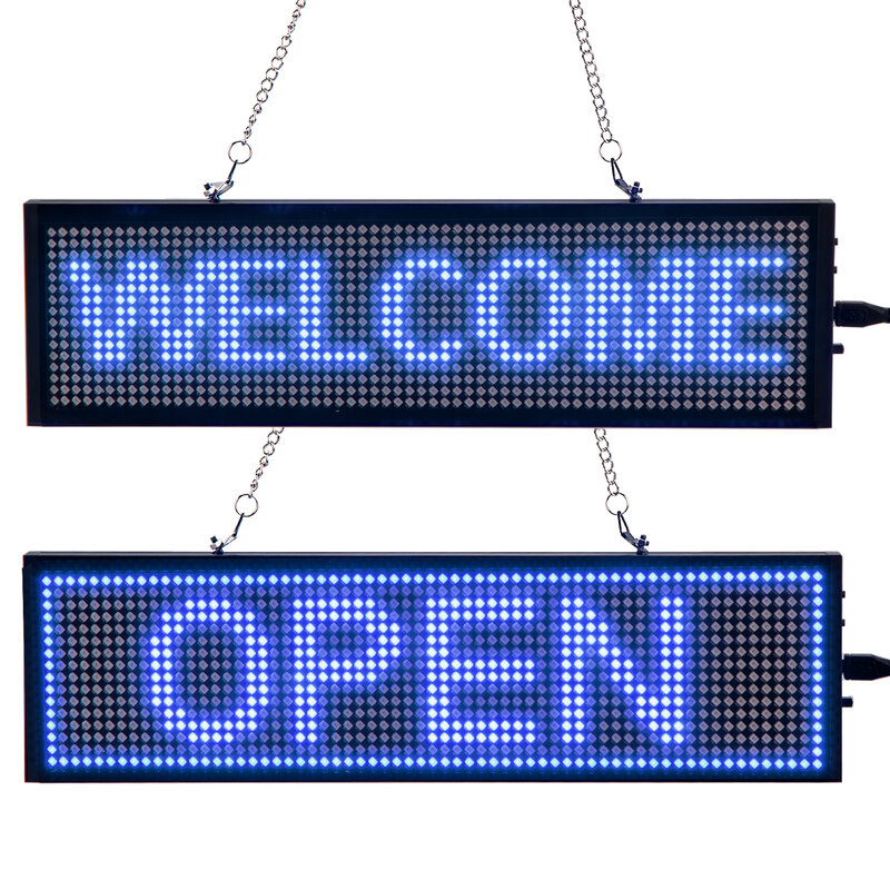 110 220v Led Sign Open Programmable Message Board Scrolling Color Advertising Wireless Sign 34cm, 1024 Matrix Dots Clear Display
