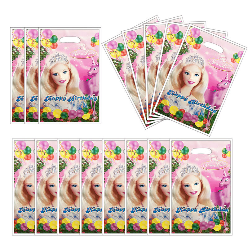Barbie Cartoon sacos para meninas, decoração do partido, bonito, rosa, feliz aniversário, caixa de doces, chuveiro do bebê, fontes do partido