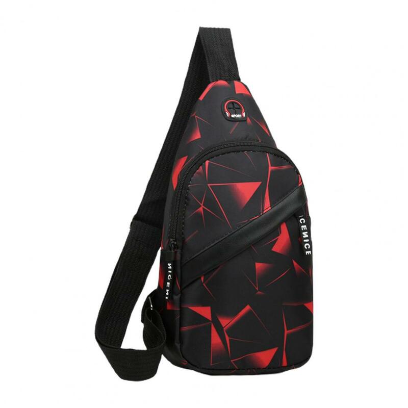 Tas selempang pria kain Oxford kasual, tas selempang bahu tunggal olahraga motif geometris dapat diatur