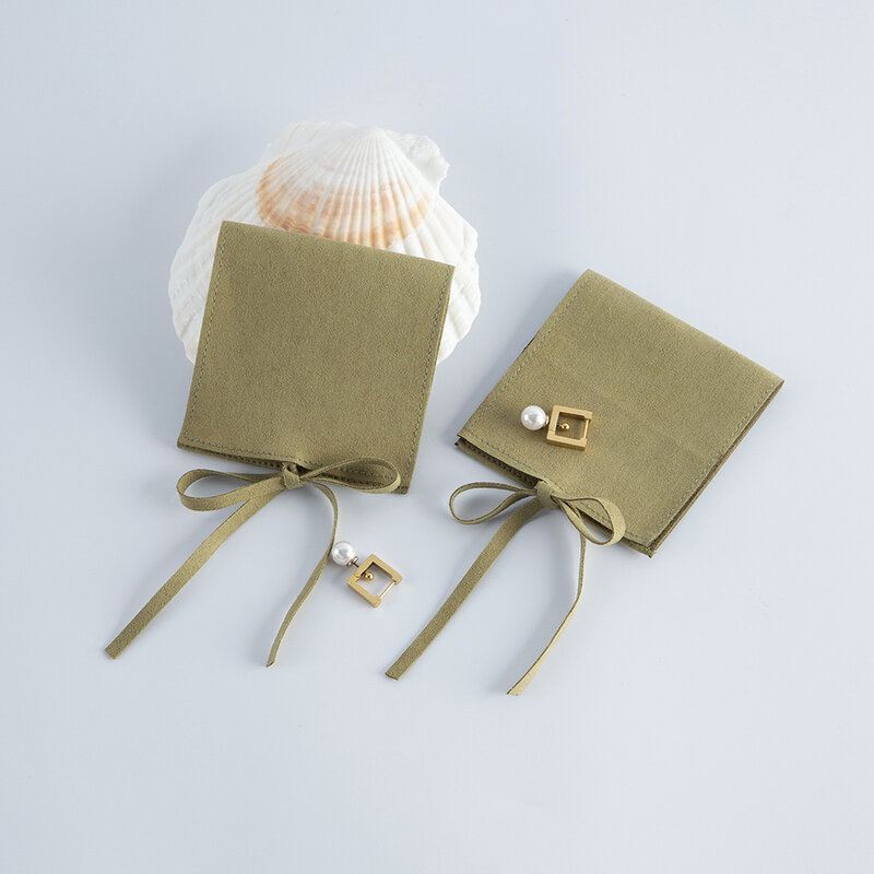 10 buah kantong kemasan perhiasan beludru Chic tas kesukaan pernikahan krim tas kosmetik serat mikro paket produk tas hadiah pernikahan