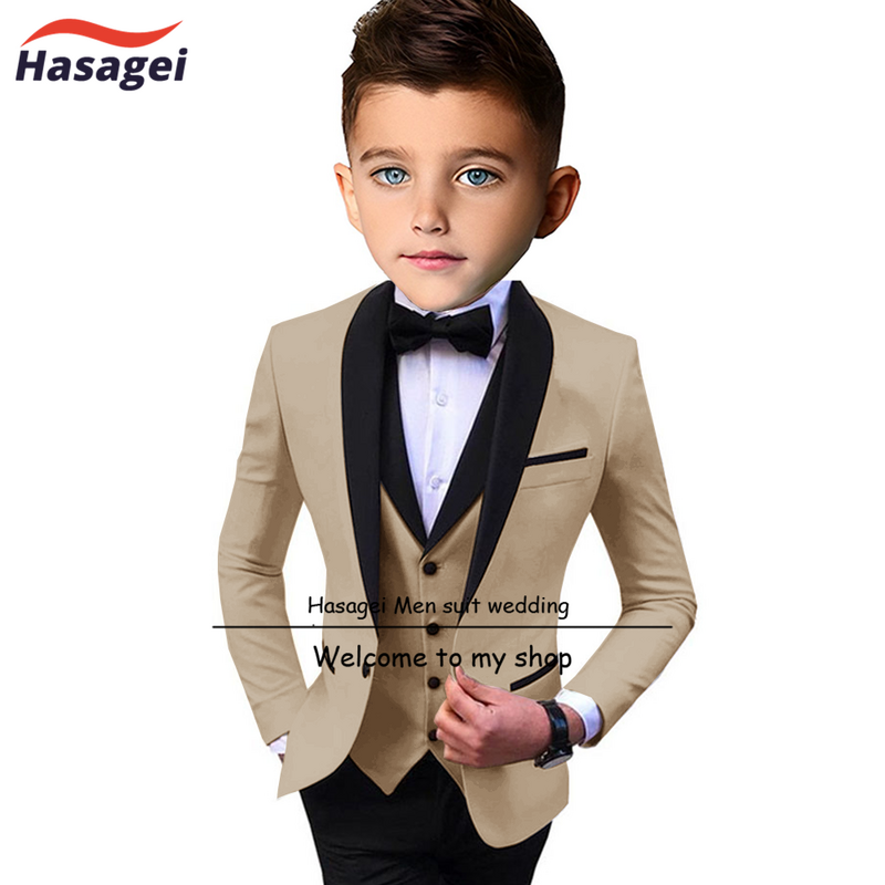 Setelan tuksedo pernikahan anak laki-laki 3 potong jaket celana rompi dasi Formal anak-anak liburan pakaian pesta 2-16 tahun Blazer