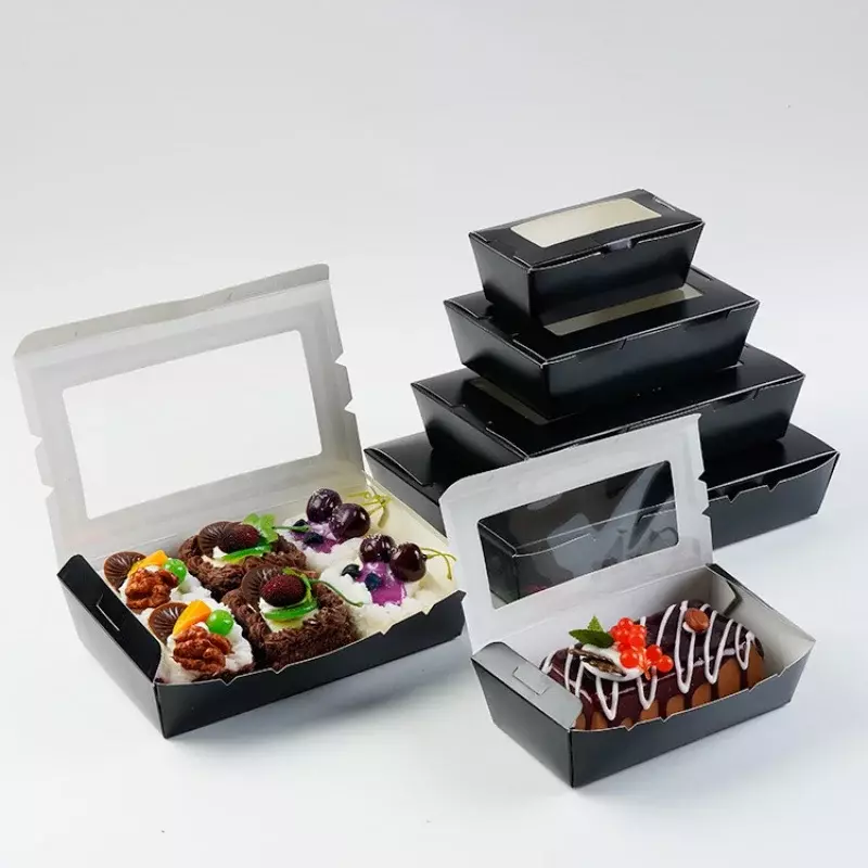 맞춤형 핫도그 종이 상자, 블랙 페이퍼 샐러드 상자, 맞춤형 로고 허용