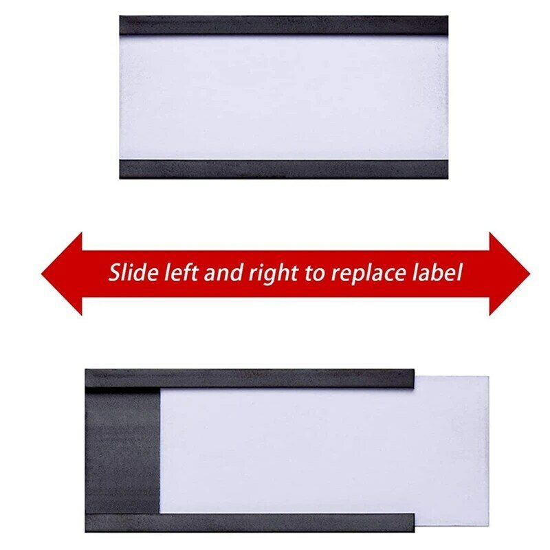 200Pcs Magnetic Label Holders With Magnetic Data Card Holders With Clear Plastic Protectors For Metal Shelf (1 X 2 Inch)