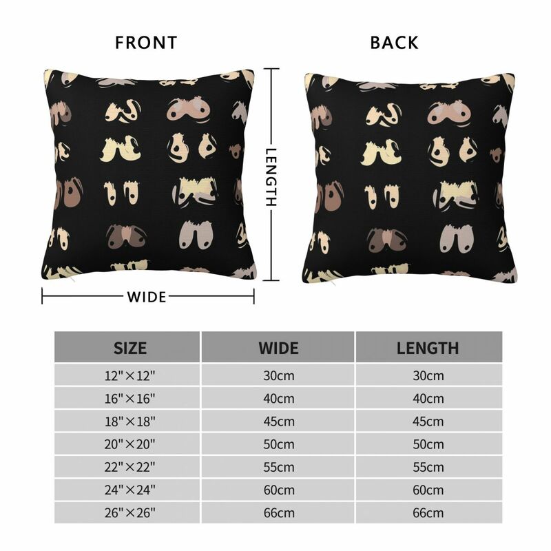 Boobs Cartoon Pattern Square Pillowcase Pillow Cover Polyester Cushion Zip Decorative Comfort Throw Pillow for Home Living Room