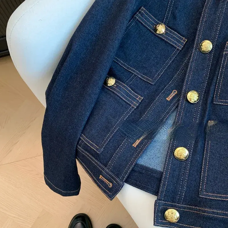 Женские джинсовые куртки QWERF GFR, весна-осень, винтажные Chaquetas с пуговицами, корейская мода, синие простые шикарные женские куртки 1988