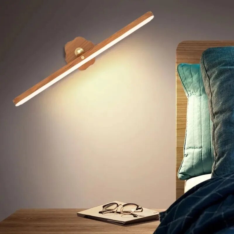 Led Nachtlampje Voorvullampen 360 ° Draaibare Magnetische Wandlamp Voor Slaapkamer Bedlampjes Touch Schakelaar
