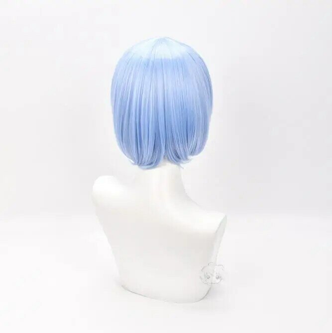 Wig cosplay REM serat sintetis Anime memulai hidup di dunia lain Cosplay rambut pendek biru muda