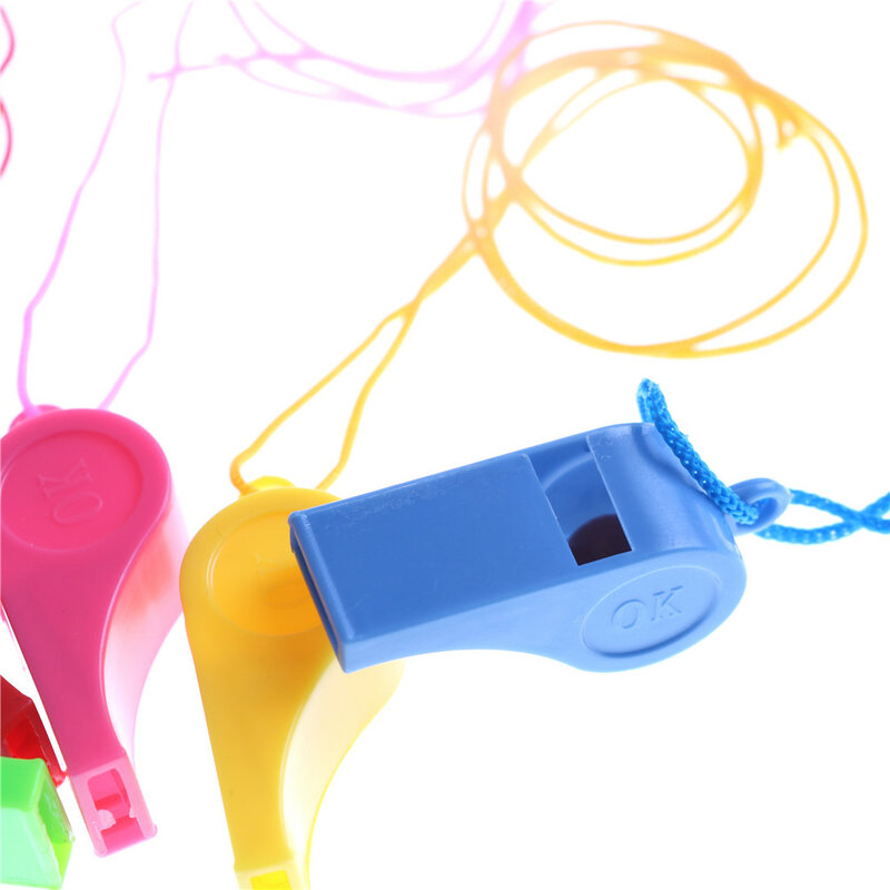 다채로운 플라스틱 휘슬 Wanyard 어린이 키즈 파티 가방 필러, 야외 장난감, 치어 리더 액세서리, 5 개/묶음