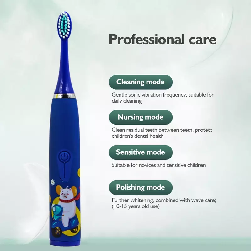 Детская электрическая зубная щетка Sonic, милый кролик, мультяшный рисунок, чистка зубов, отбеливание, мягкая детская зубная щетка J259