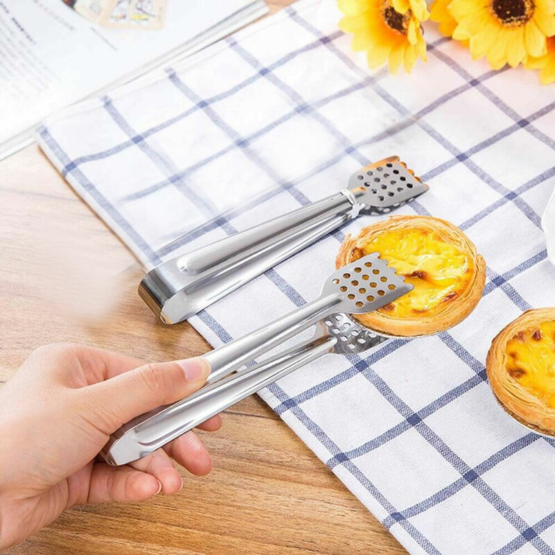 Stainless Steel BBQ Food Tongs Anti Heat Bread Clip Pastry Clamp Barbecue Tongs Kitchen Utensils Cooking Kitchen Accessories